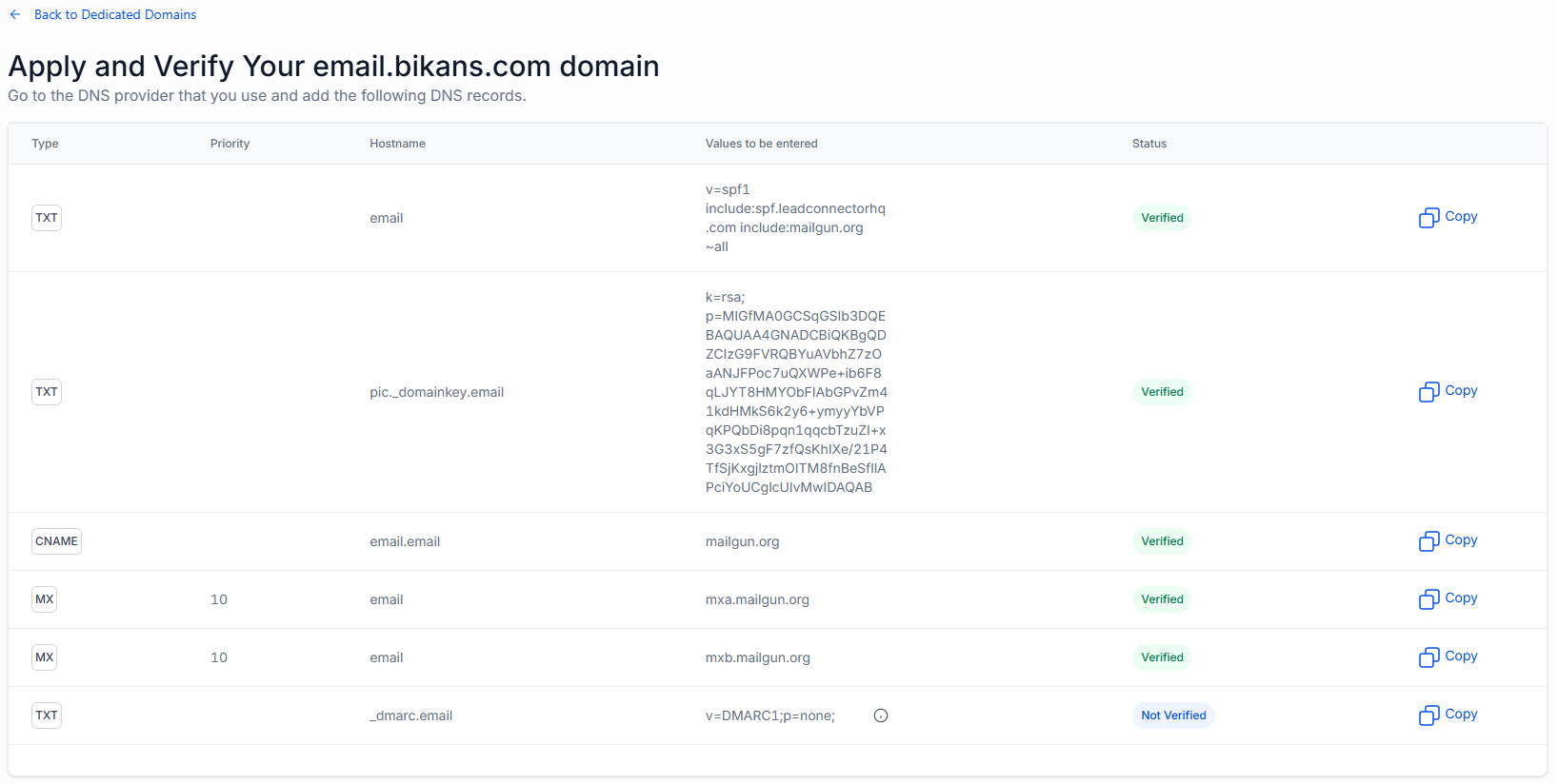 Create dedicated Domain